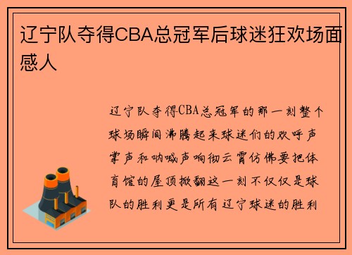 辽宁队夺得CBA总冠军后球迷狂欢场面感人